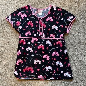 Scrubbing top breast cancer awareness